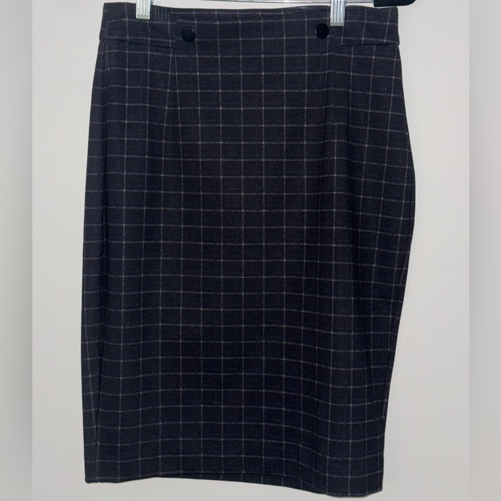 Reitmans Black Windowpane Pencil Skirt